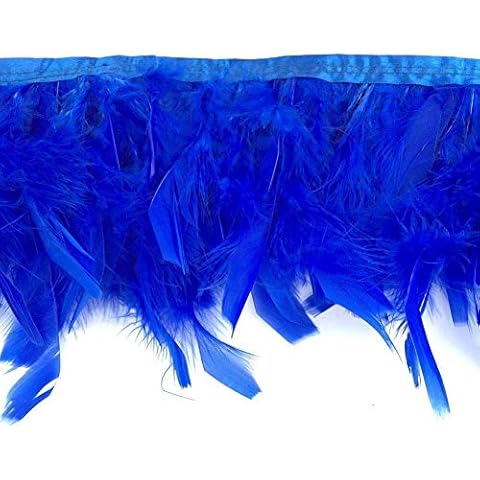 KOLIGHT Pack of 2 Yards Natural Dyed Turkey Flakes Feathers 4~6inch Fringe Trim DIY Dress Crafts Costumes Decoration (Royal Blue) Cover