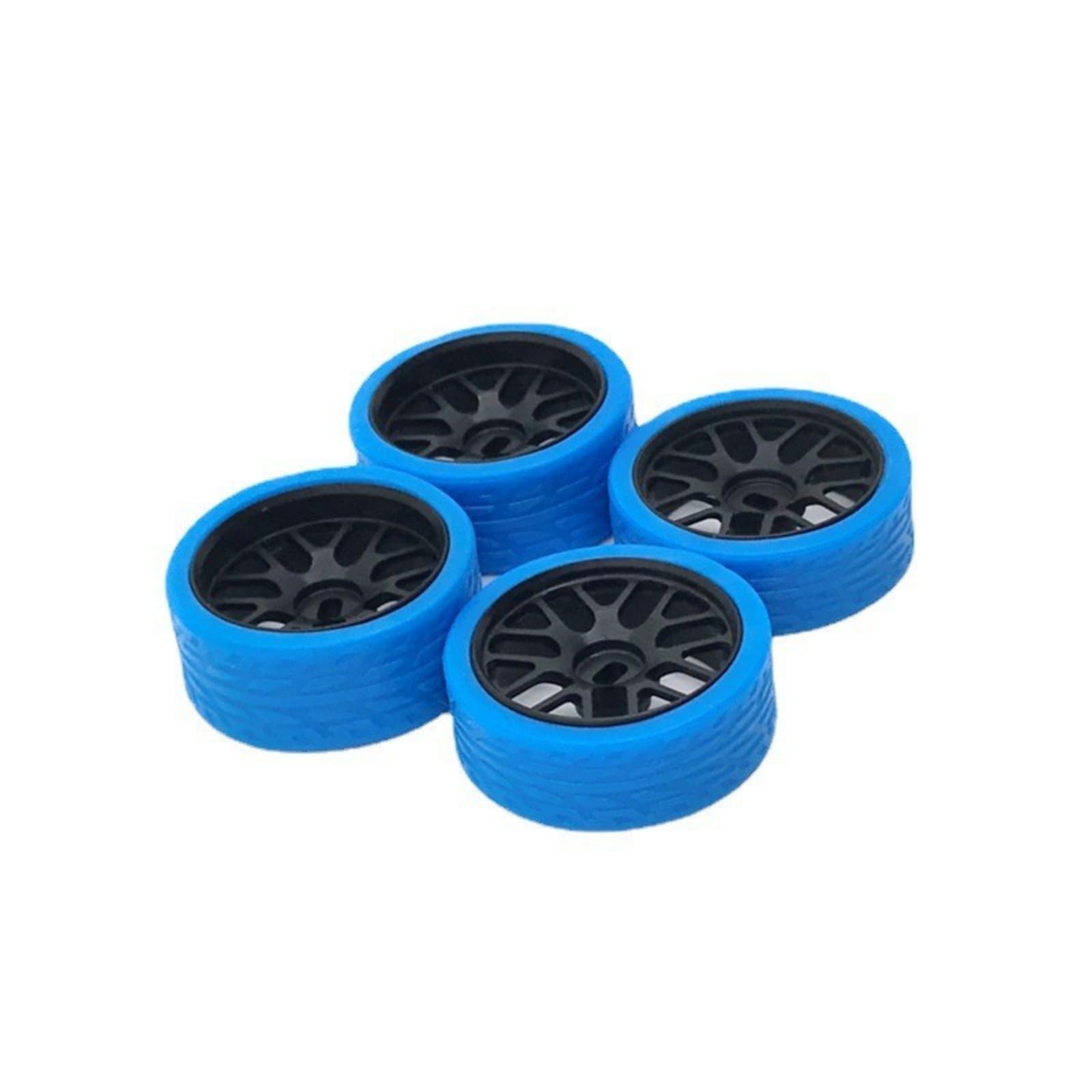 4 Stück RC Felge mit Reifen Rutschfest RC-Reifen mit Felgen Räder für Modellbauer, Hobbyisten, Reifenwechsel, Schwarz + Blau