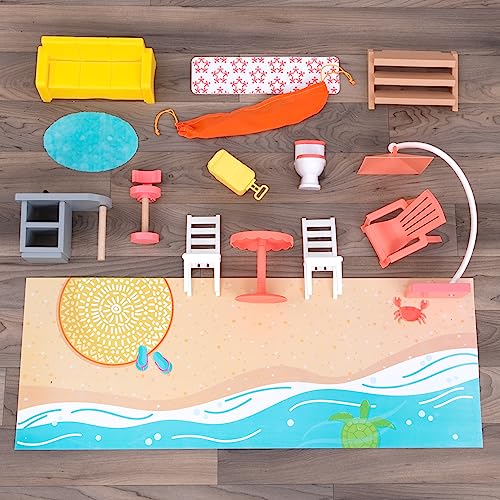 KidKraft Casa de muñecas de Madera Rueda de la Fortuna con Muebles y Accesorios, Casita de la Playa para muñecas de 30 cm, Juguetes niños y niñas Desde 3 años (20053) - imagen 5