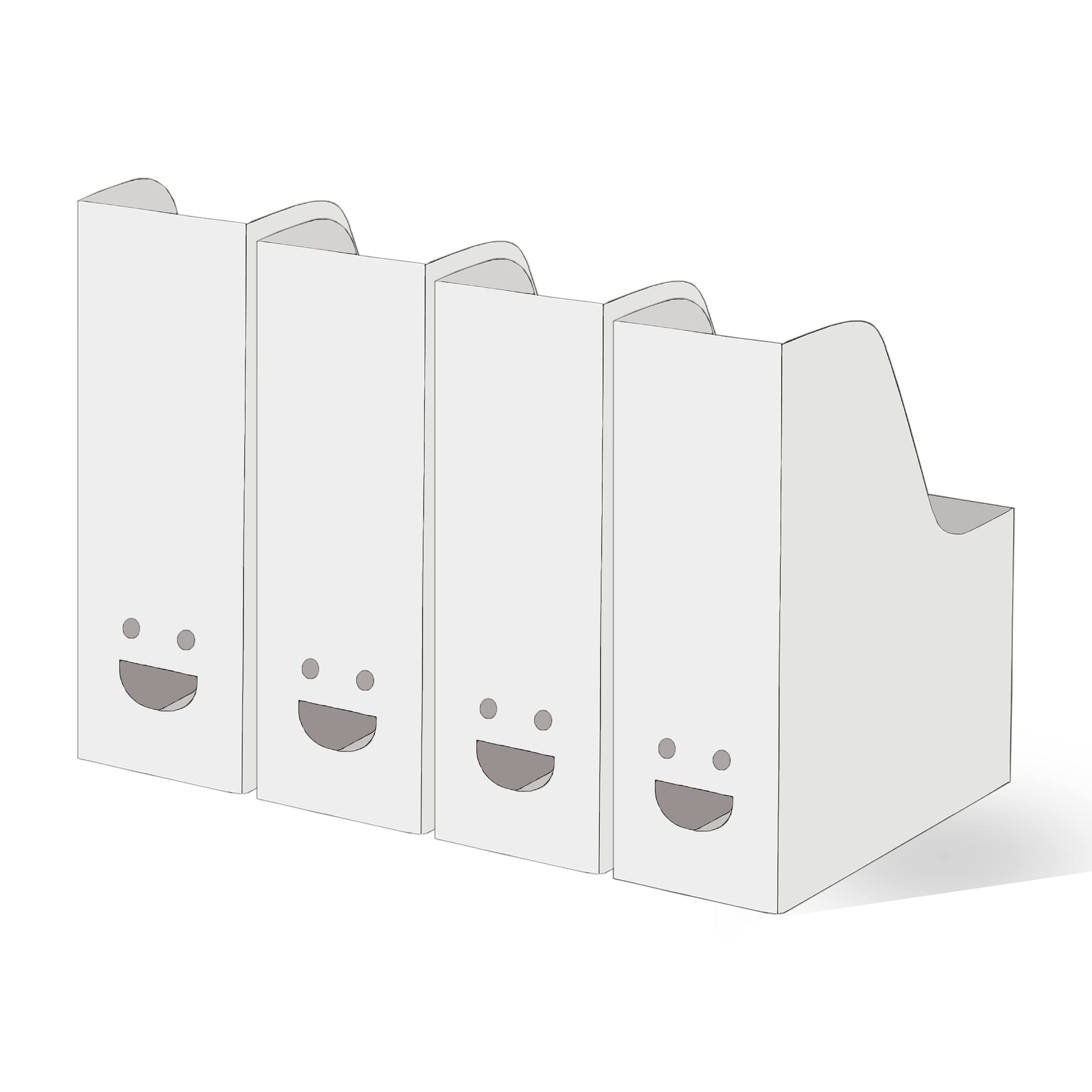 Home Stuff White Fluns Magazine File Holder, A4 Magazine File Storage Document Organizer Paper Book, Cardboard Magazine File Holder Rack Display, Binder Newspaper Holder Magazine File, (Set Of 4)