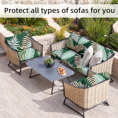 Image of 8Pcs Stretch Patio Cushion Covers,Outdoor Couch Covers Replacement,Outdoor Couch & Sofa Slipcovers,for Patio Furniture Cushion Covers,Washable Reusable Furniture Protector (Green Forest, Cover Only)