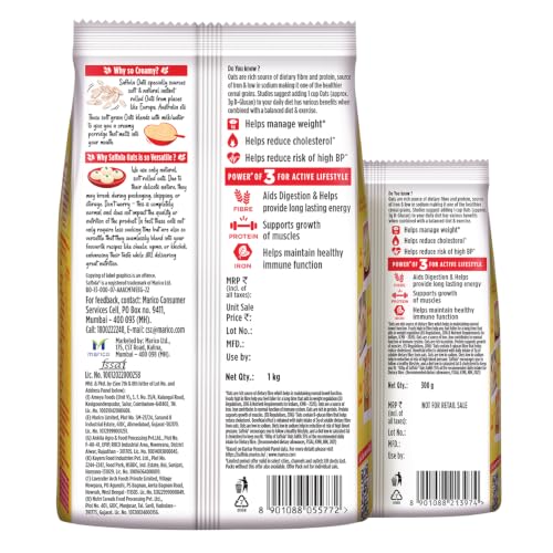 Saffola Oats, 1kg + 300g, 13g Protein, 10g Fibre - Image 4