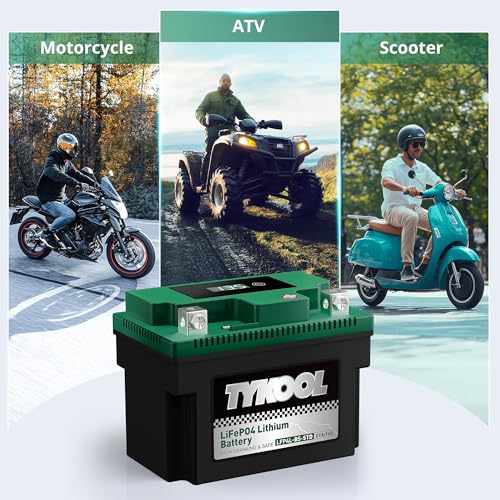 Image of TYKOOL LFP4L-BS-STD 12V Lithium Battery, Replaces YTX4L-BS, 140CCA 3Ah, Fits for ATV Motorcycle Scooter Lawn Mower, Compatible with Polaris Outlaw 50 Honda Grom, Digital Readout