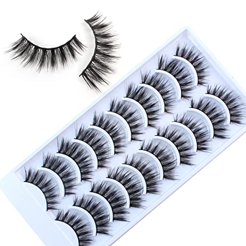 Sixstarhair Ciglia Finte Naturali 3D 10 Paia 15mm Ciglia Nero Naturali Belle Folte Riutilizzabili Eyelashes Facili da Indossare per il Trucco Degli Occhi per Principianti Professionisti
