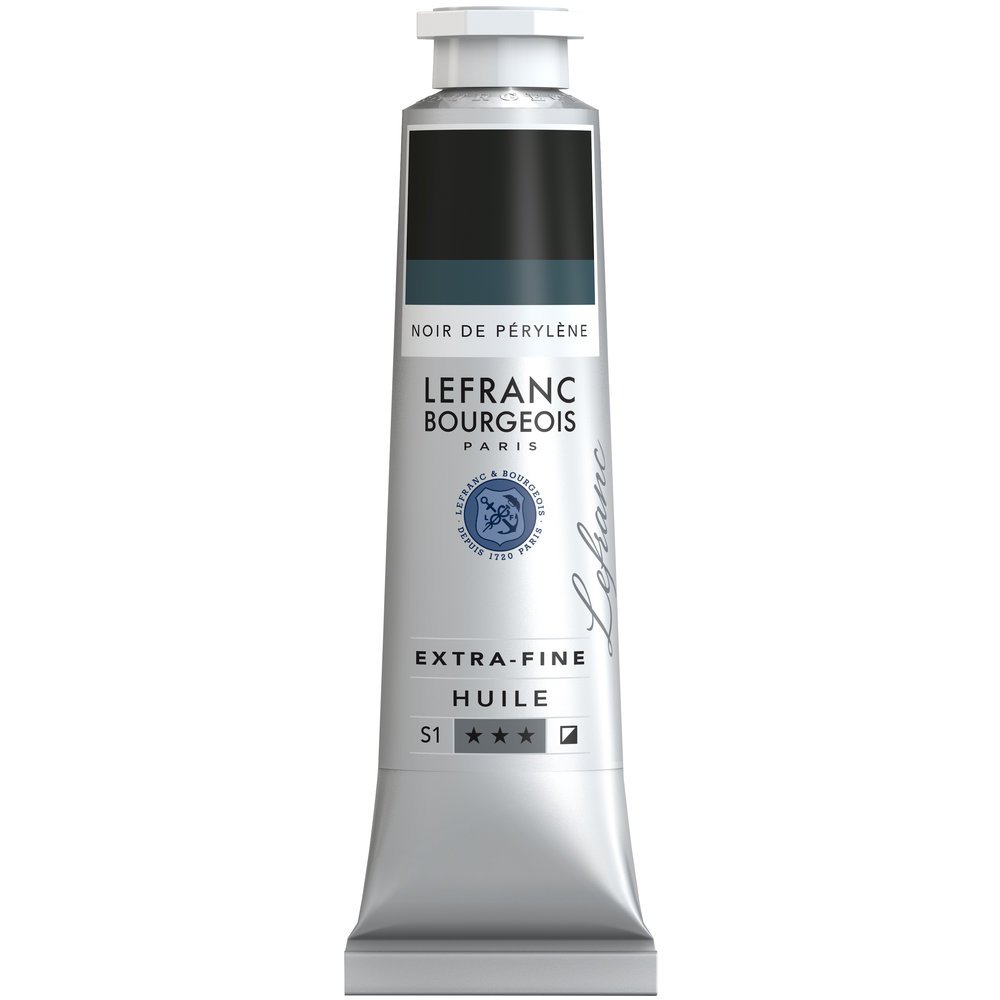 Lefranc Bourgeois 405144 extra feine Ölfarbe in Künstlerqualität aus hochwertigen Pigmenten, lebendige Farben, hohe Lichtechtheit, 40ml Tube - Perylenschwarz