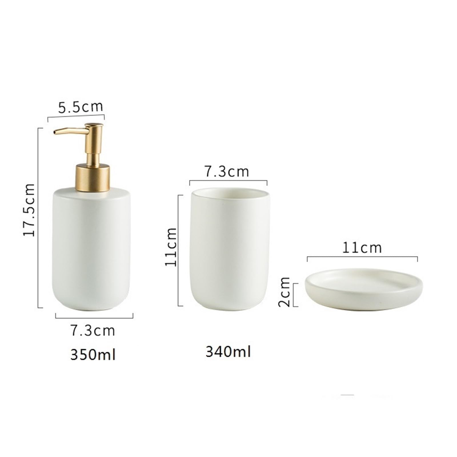 Seifenspender 3-teiliges Badezimmer-Zubehörset aus Keramik, inklusive Lotion-Seifenspender, Mundwasserbecher, Seifenschale(Schwarz)