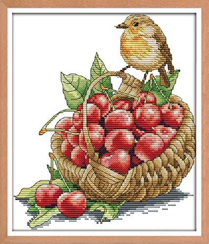 Peinture au diamant 5D oiseau cerisier 30x40cm pour adultes passionnés