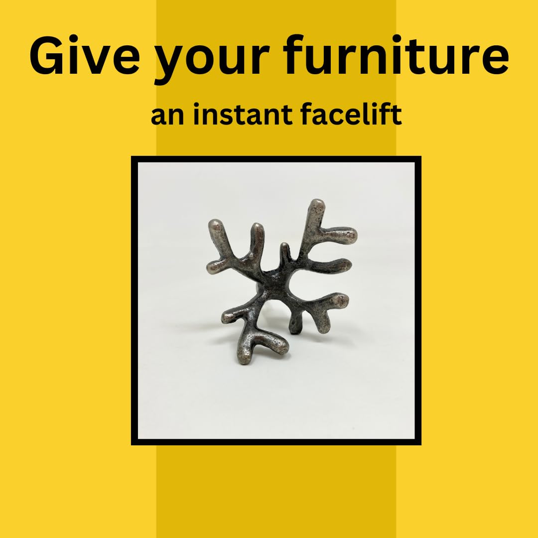 Antique Pewter Knob. Coral Metal Knob Drawer Pull