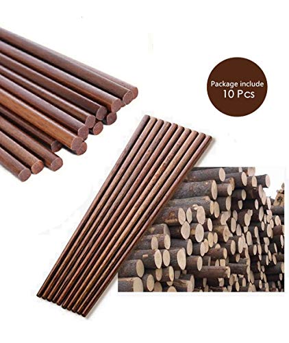Wooden Chopsticks Reusable Dishwasher Safe 10 Pairs Chinese Asian Korea Iron Wood Handmade Chopstick Natural Healthy For Cooking Eating Restaurants Gourmets Noodles Portable Long Brown #TOP5