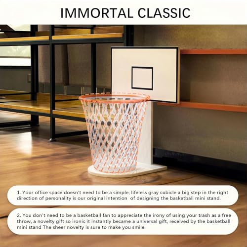 Image of MORNING SUN Basketball Trash Can Holder, Basketball Trash Can Wooden Display (Excluding Trash Can), Garbage Bin Basketball Hoop for Home Office Kitchen Living Room