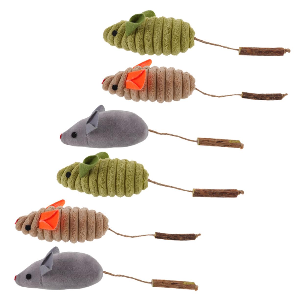 UPKOCH 6piezas Juguetes De Hierba Gatera para Gatos Forma De Ratón Juguetes Interactivos De Interior Color Hierba Gatera Gris y Beige para Morder y Jugar