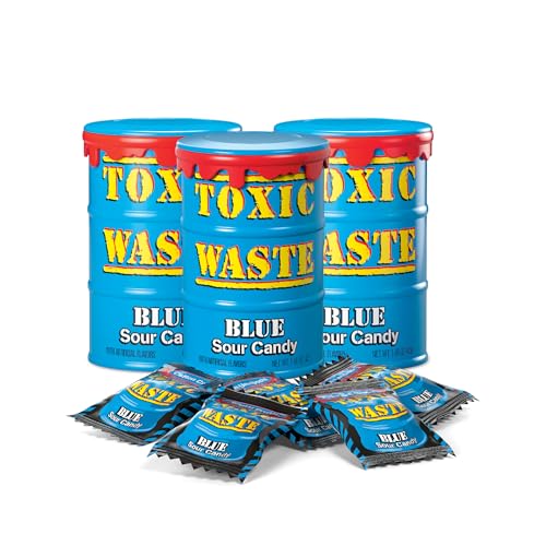 Hazardously Sour Candy Blue Drum - Lemonade, Cotton Candy, Blutti Frutti, Concord Grape, & Bl Umeboshi Flavors - 1.48 oz. Drums - 3-Pack