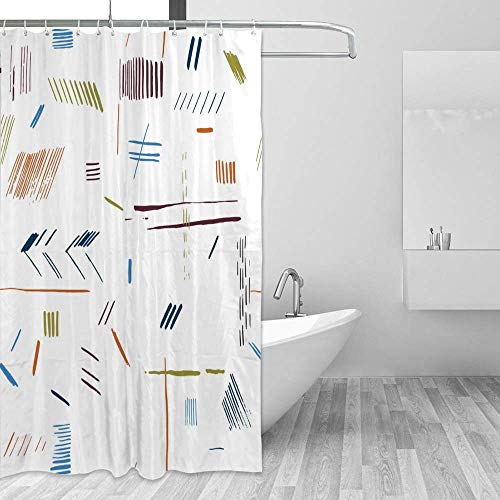 Rideau de douche Memphis multicolore en polyester imperméable avec crochets 168x183 cm