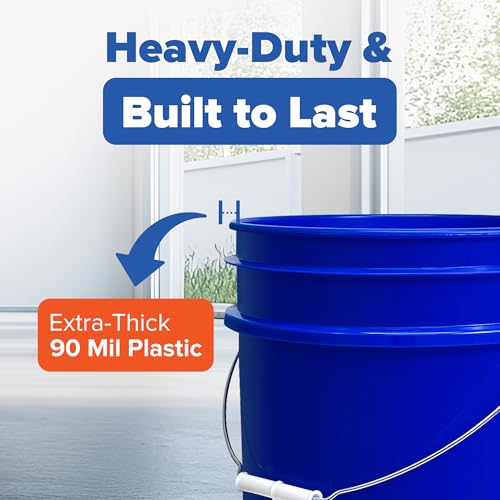 Image of ePackageSupply 5 Gallon Bucket - Food Grade Bucket BPA-Free, Blue, 120 Pack | Metal Handle Grip, Heavy-Duty 90 Mil HDPE Plastic Pail, Food Safe Stackable Utility Container, Lid Not Included, Made in USA