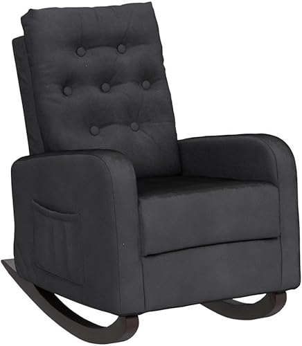 Miniatura 4 de Mecedora de terciopelo, silla tapizada deslizante, silla decorativa moderna con respaldo alto para guardería, cómoda silla auxiliar para sala de