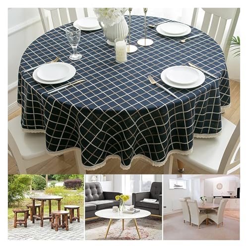 Nappe de Table Ronde à Carreaux pour Décoration de Table à Manger - 3