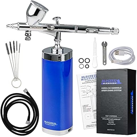 Master Airbrush Powerful Cordless Handheld Multipurpose Airbrushing System Kit - 20 to 36 PSI, Rechargeable Professional Artist Set, How to Guide - Acrylic Paint, Makeup, Cake, Hobbies Crafts, Model Cover
