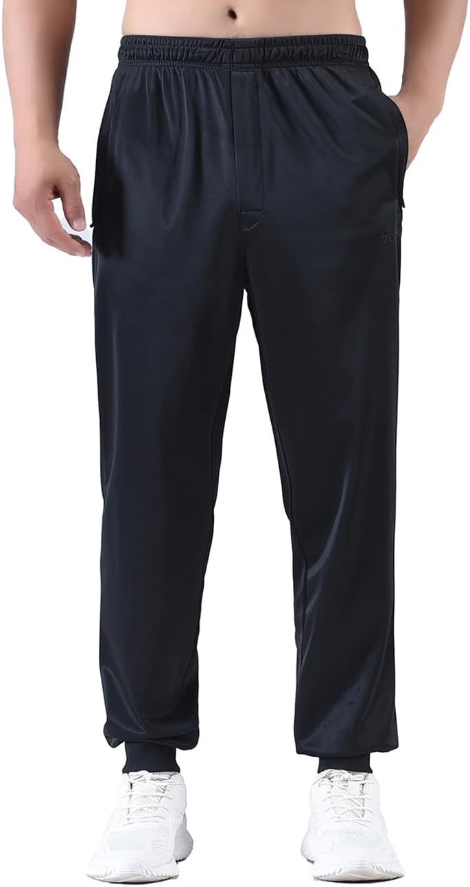 Zoulee Men's Zipper Fly Joggers Athletic Track Pants for Workout and Commute - Image 2