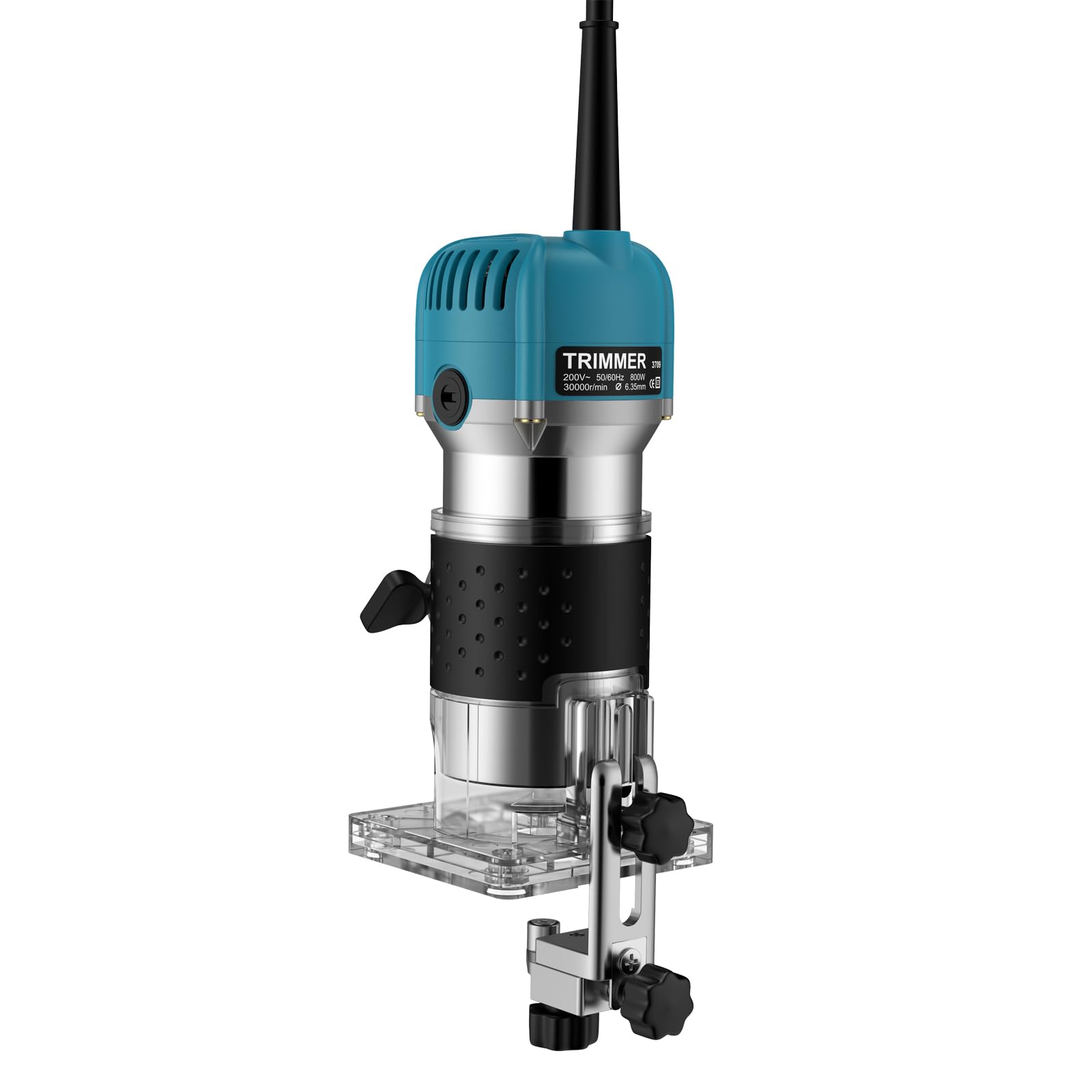 JiGiU Fresadora de Madera 800W Rebajadora Eléctrica 6.35mm(1/4 pulgada) 30000r/min con Función de Control de Velocidad para Ranurado Rectificadora con 15piezas Fresas