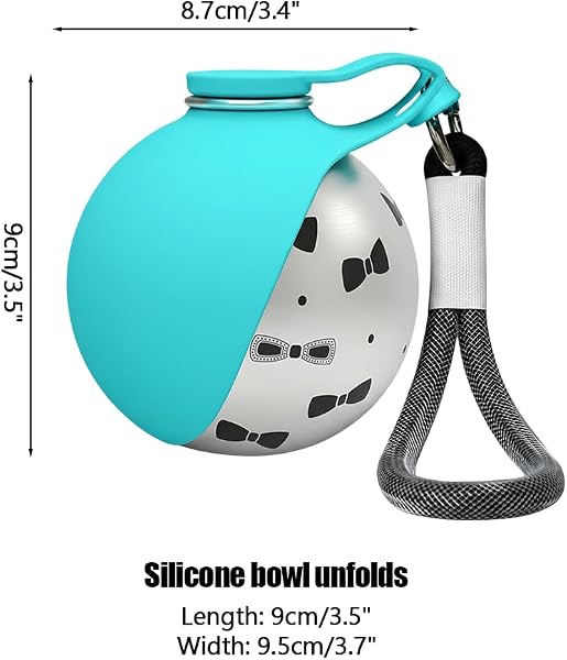 Botella de Agua portátil para Mascotas, compacta de Acero Inoxidable para Perros, Bebedero de Viaje a Prueba de Fugas para Gatos con Cuenco de Silicona Plegable para Paseos y Caminatas al Aire Libre - 4