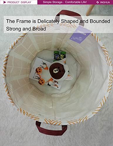 Image of Wheat Laundry Hamper Large Canvas Fabric Storage Basket