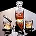 Personalized Whiskey Decanter Set with 2 Glasses - Engraved 25 oz Liquor Decanter with 2 Glasses - 8 Initial Designs, Gift for Men, Birthday & Retirement, Whiskey Gifts for Men