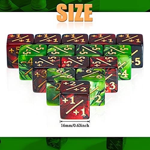 Image of Sumind 48 Pcs Counter Dice -1 /+1 Counters Ability Keyword Counters Buff Tokens 6 Sided Dice Gifts Compatible with CCG TCG Cards Gaming Accessory (Delicate Style)