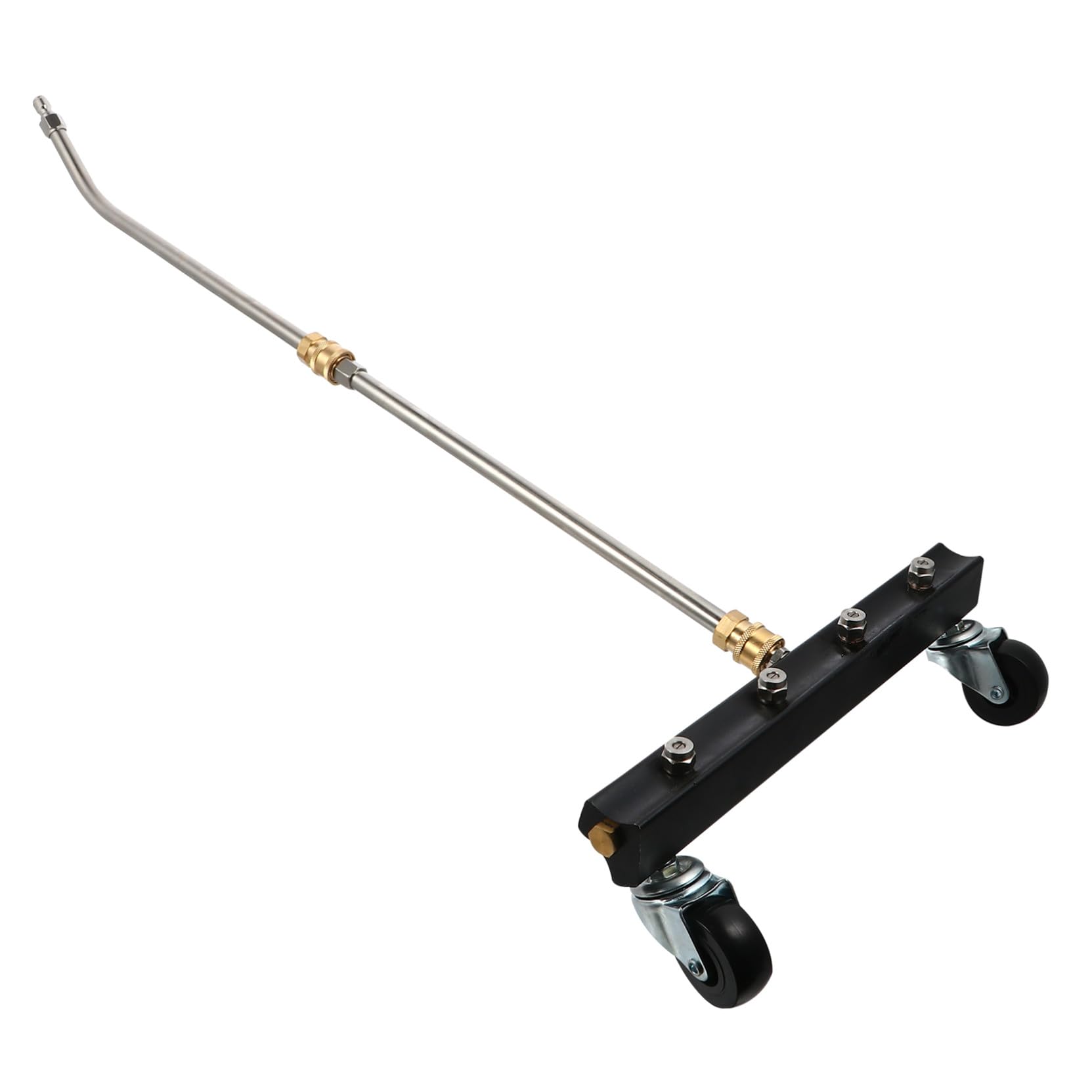 Cepillo de Limpieza para Bajos de Coche Negro Diseño de Rueda | Acero Inoxidable, Latón y Plástico, Liberación Rápida 1/4, Limpieza bajo Vehículo y Chasis