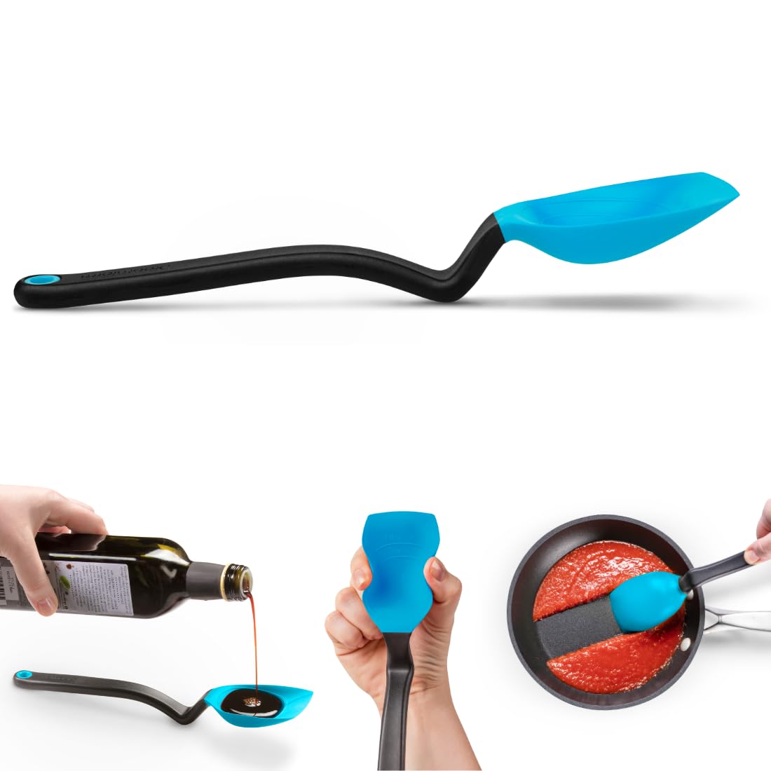Dreamfarm Supoon Non-Stick Sit-Up Silicone Scraping, Serving, Cooking Spoon Measures 5ml TSP & 15ml Tbsp - 11" Dreamfarm Blue - Image 4