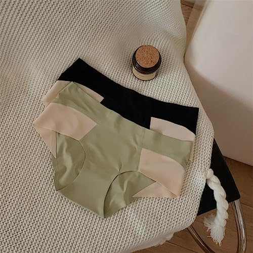 Seamless Underwear Girls Mid-waist Bag Buttocks Nude Sense Color Contrast Girls Briefs Ice Silk Pants2