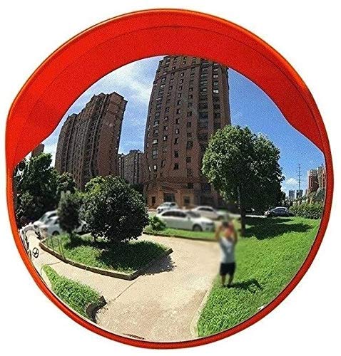 Miroir convexe sécurité stationnement extérieur grand angle plastique rouge pour parking