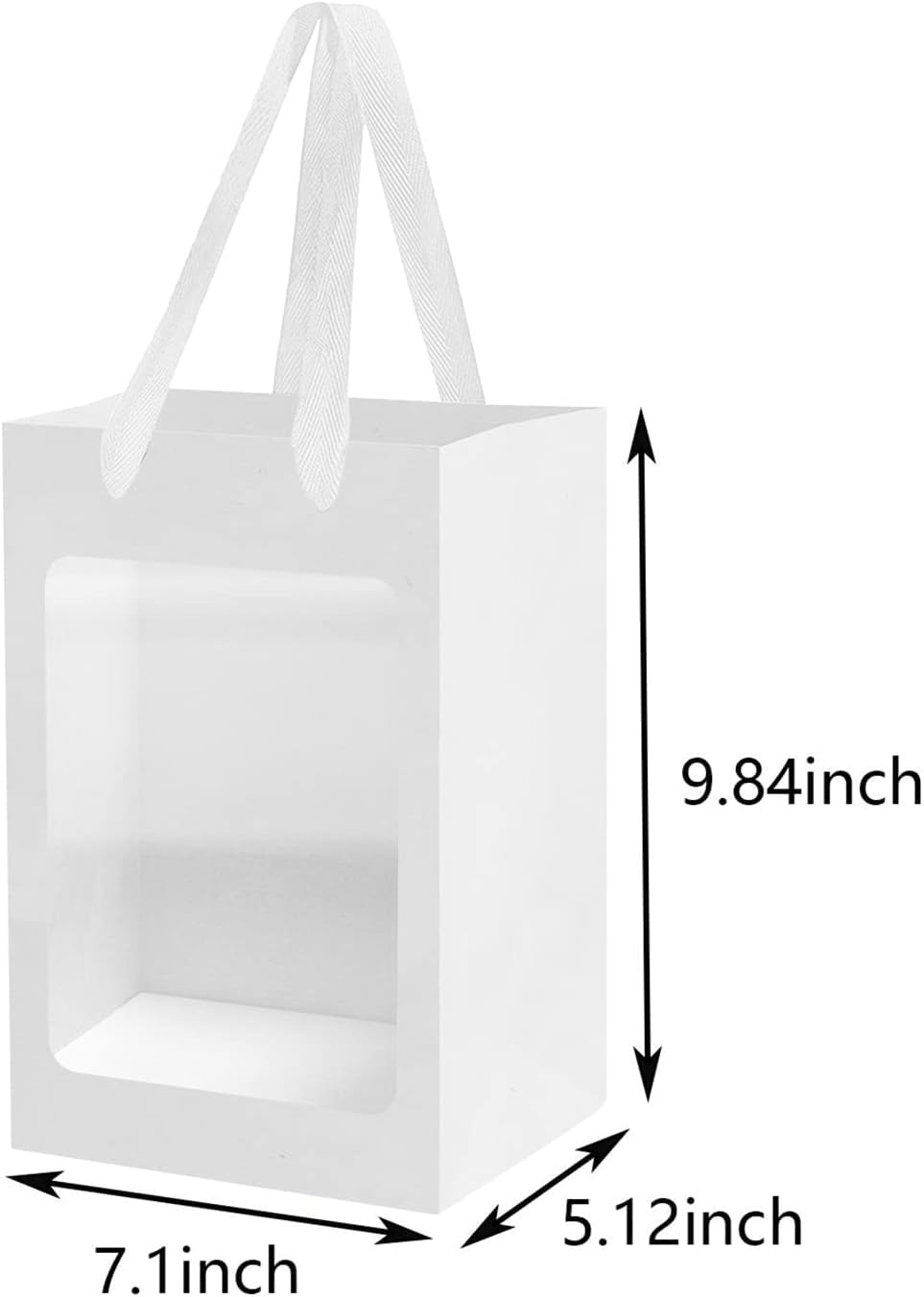 Yerpkefey Geschenktüten Mit Sichtfenster - 6 Stück Braune Kraftpapiertüten Mit Griffen 24,9x18x13cm Für Party & Fest