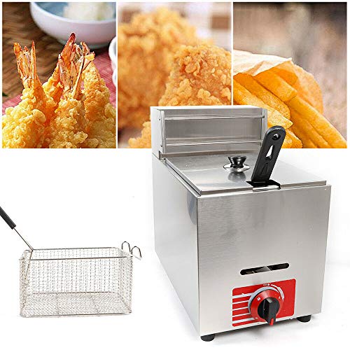 Meiney 10L Commercial Countertop Gas Fryer wBaskets Kitchen Fryer Liquid PropaneNatural Gas Commercial Countertop Gas Fryer Deep Fryer Combined Fast Heating Fryer Set（0°F-392°F）