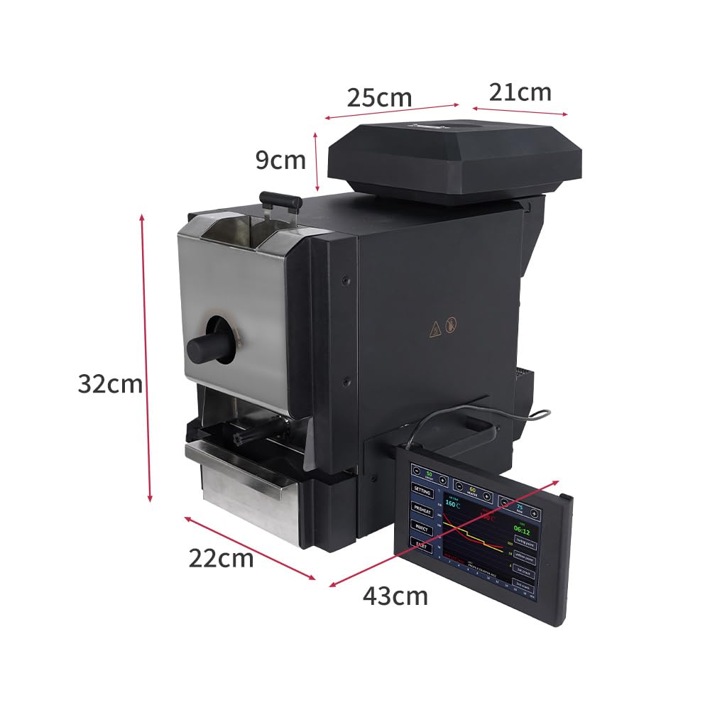 Kaffeeröster der zweiten Generation - Electric Coffee Bean Roaster 1000W - Kaffeebohnenröster mit Kaffeespreuabscheider und Absaugung - Dual Control System