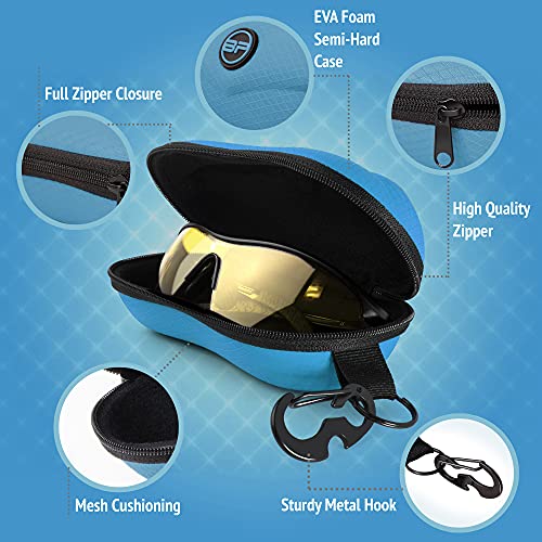 Image of BLUPOND Sunglasses Case Semi Hard EVA Shell with Metal Hanging Hook Belt Clip Sun Glasses Storage