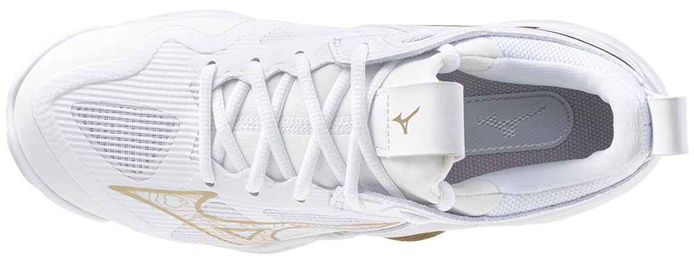 Mizuno Wave Momentum 3 Women's Volleyball Shoe, White-Gold, 7.5