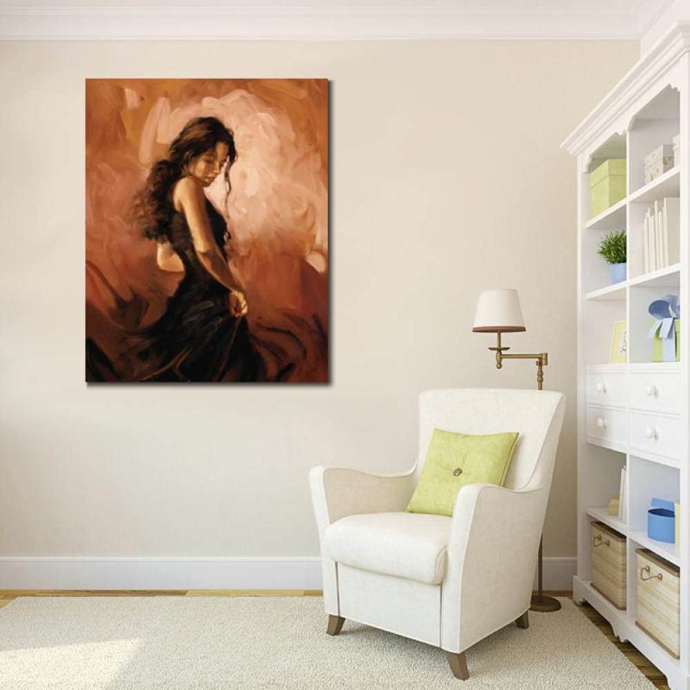 Amazon.co.jp: 肖像画女性キャンバス絵画 リビングルーム壁