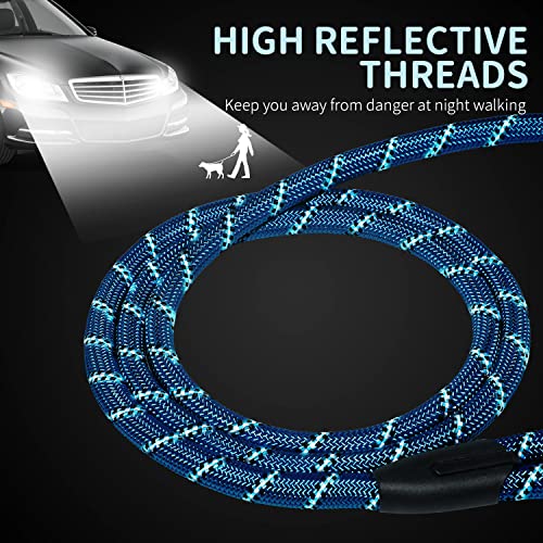 Image of Long Dog Leash for Training 50Ft-Reflective Nylon Rope with Swivel Hook-Recall Agility Lead for Large Small Medium Dogs Outside Walking Hiking-Sky Blue Diam 1 /2 inch