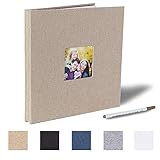3. La funda está envuelta en lino, que luce elegante y de moda. Un total de 40 páginas （20 hojas） de páginas autoadhesivas que pueden contener 120 fotos.