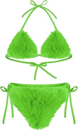 Amazon.com: HKSICHENGKEJI Women Sexy Furry Bikini Set Cute Two Piece