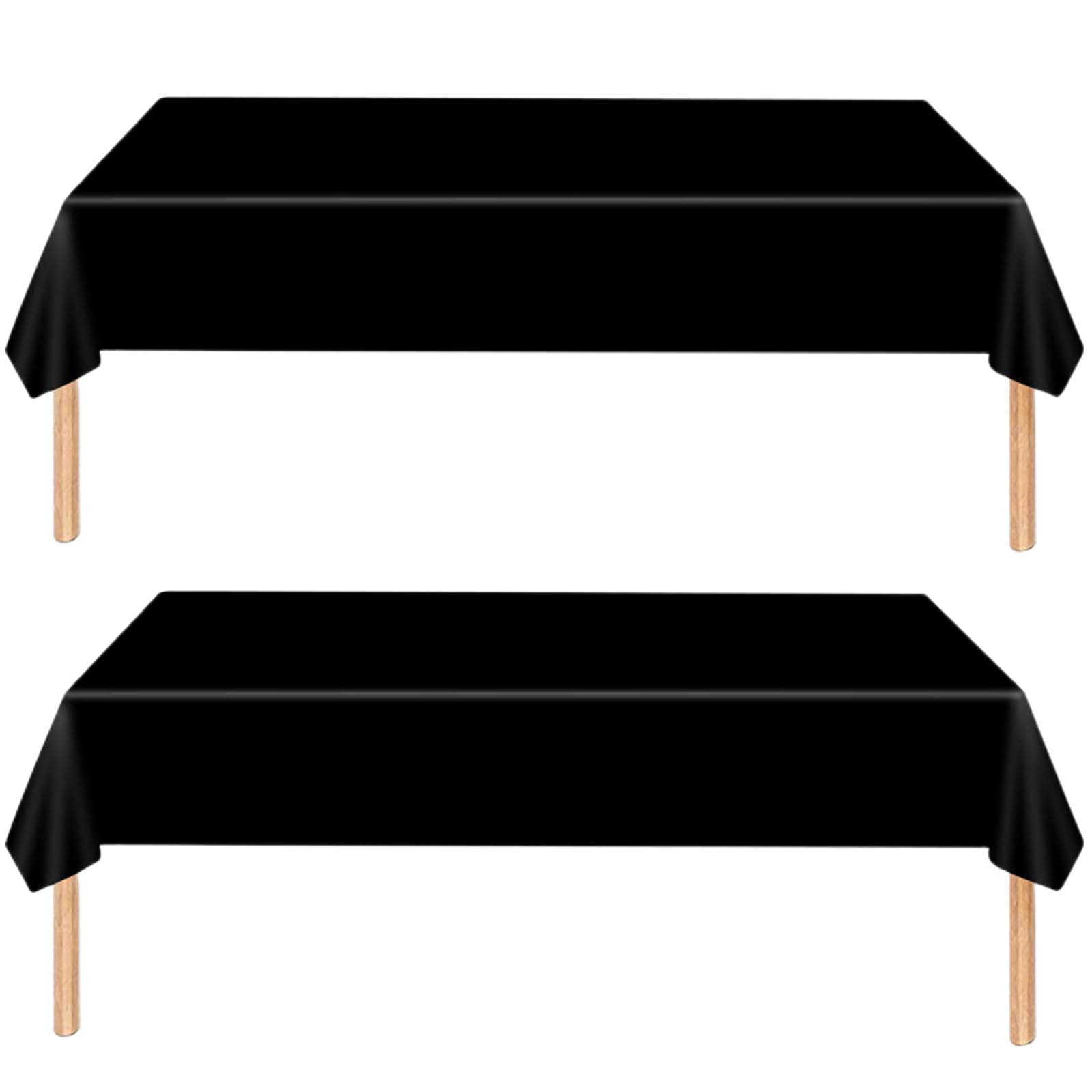 MOMAHUA 2P Party Tablecloths,Black Table Cloth for Birthday,137x274cm Extra Large Rectangle Waterproof|Oil-Proof|Easy Clean Table Cover,Solid Color Party Supplies Table Decors