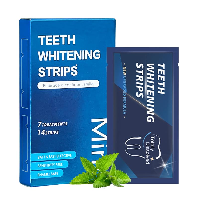 Image of Teeth Whitening Strips -14 Strips 7-Day Treatment Mint Teeth Whitener Kit for Coffee, Wine, Tobacco, and Other Stains 14 Count (Pack of 1), Mint