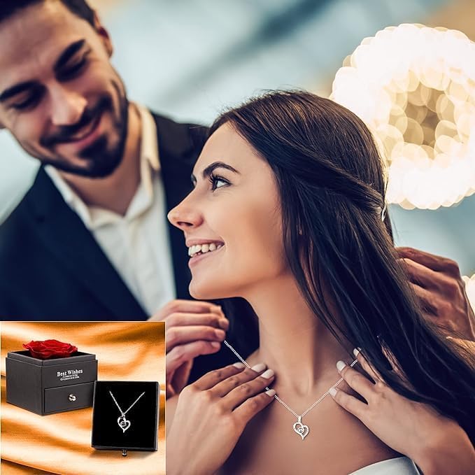 Vellonix Preserved Red Rose Necklace Gift Box - Image 3