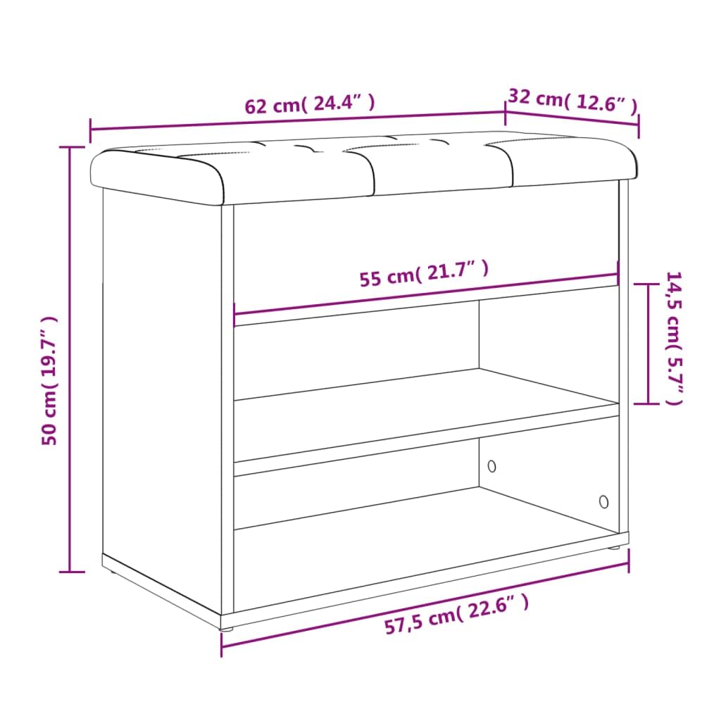 vidaXL Panca Porta Scarpe Grigio Cemento 62x32x50cm Legno Multistrato