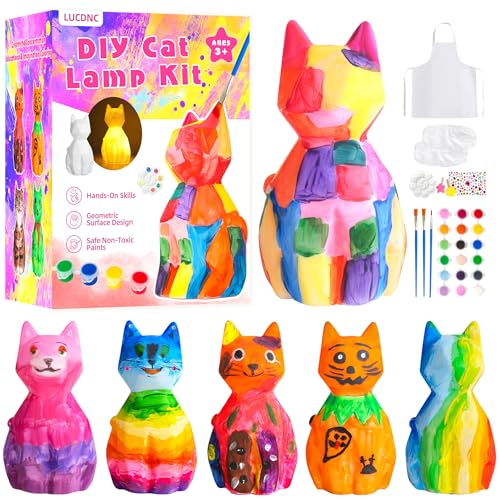 lucdnc Paint Your Own Cat Lamp Kit DIY Night Light for Kids