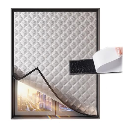 Thermal Insulation Shield Radiant Barrier with Velcros Attachment, 9 7 6 5 4 3 Ft Windows Foil Reflective Privacy Film For Attic/ Bathroom/ Residential/ Skylight, Peel And Stick(100 x100cm/3.3x3.3ft)