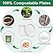 Uniecocus 9 inch Paper Plates Bulk 500 Pack, 100% Compostable Plates Heavy Duty Sturdy, White Plates Disposable Recycled Eco Friendly Biodegradable Sugarcane Plates 6