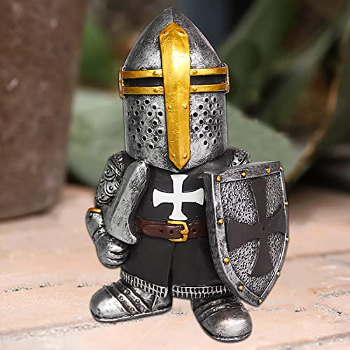 Nezababy 4 Pcs Knight Gnomes Guard Garden Statue Decoration Medieval Wee Crusader Battle Swordsman Fighting Outdoor Figurines Lawn Decor Resin #TOP3