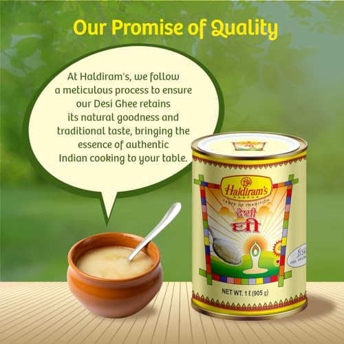 Image of Haldiram's Pure Desi Ghee 1L (Tetra Pack) | Traditional Indian Cow Ghee for Daily Cooking, Deep Frying & Mithai | Authentic Taste | Sealed Packaging