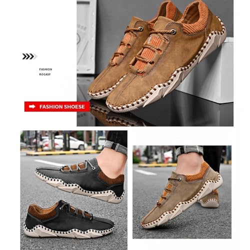 Salkined Mens Shoes, Casual Fashion Lace Up Slip On Sneakers, Leather Oxfords Work Shoe Sneaker for Men3
